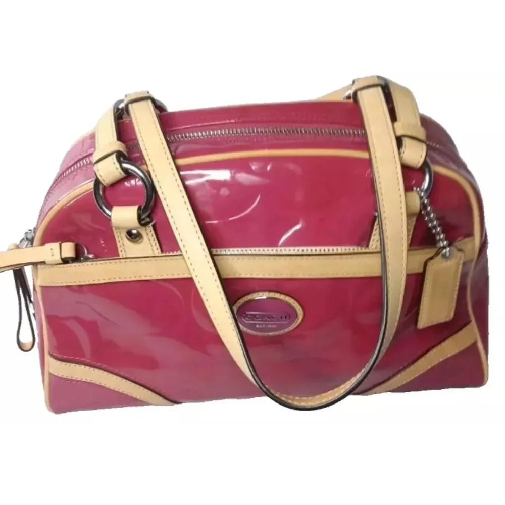Coach Peyton Embossed Patent Leather Satchel Red Handbag F20065